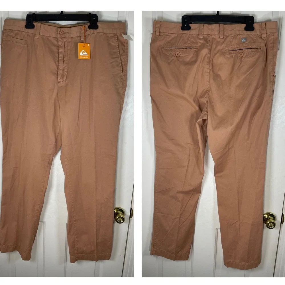 Quiksilver Everyday Chino Flat Front Casual Pants Men 40 Light Orange 33